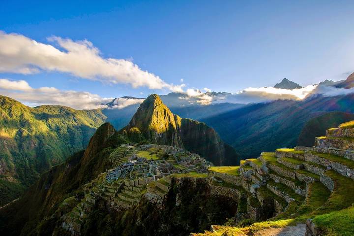 Ancient stone ruins high up in the mountains of the Andes